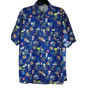 Bucees Shirt Mens Size XL Blue AOP Surf Boards Hawaiian Tropical  Stretch Party